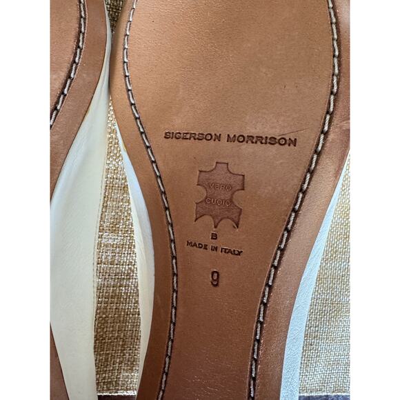 Sigerson Morrison White Gold Leather Ballerina Flats Size 9 Italy (Retail $579) - Picture 10 of 13